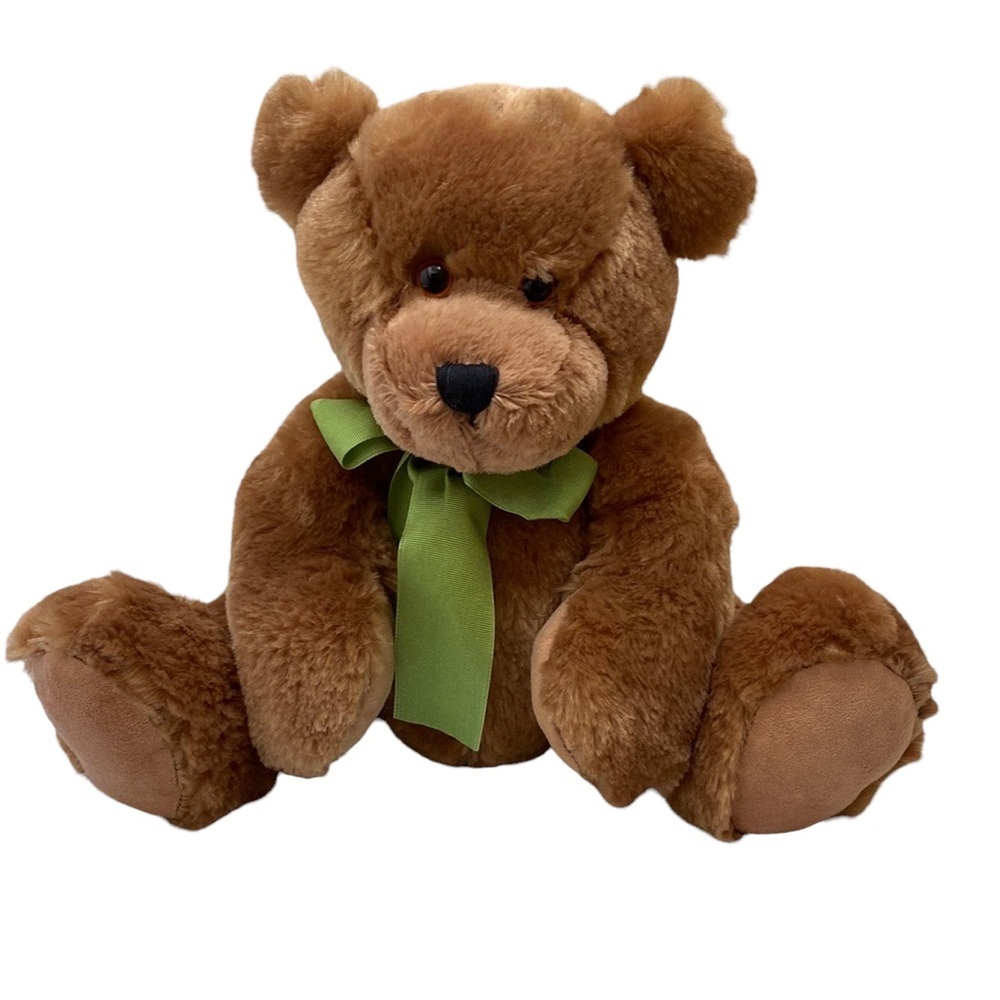 ProFlowers Brown Teddy Bear Plush with Green Bow 14 Inches